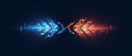 Poster - Abstract speed of light arrow movement. Concept for technology and interfaces. vector illustration