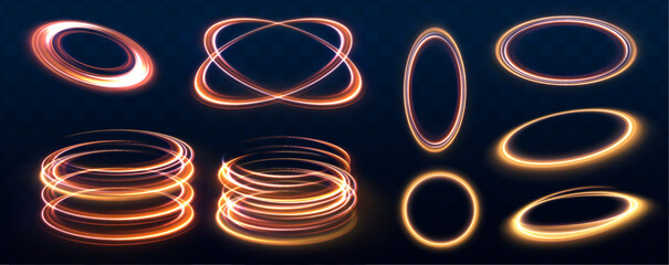 Wall Mural - neon light circle of speed in the form of a round whirlpool. curve blue line light effect. brilliant