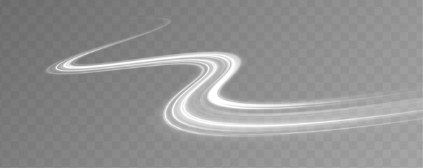 Poster - White blur light lines in wave and speed motion, glowing trace of dynamic energy and flowing curves.
