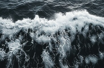 Poster - Ocean Waves Crashing White Foam Dark Water