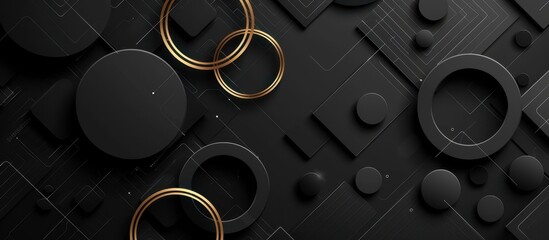Poster - Abstract Black Gold Geometric Shapes Design