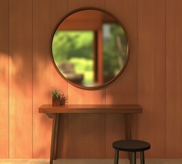 Leinwandbilder - Decorative mirror in a modern home interior. 3D rendering, 3D illustration.