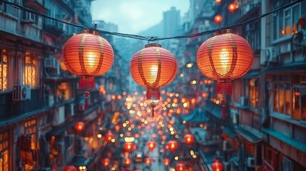 Aufkleber - In Chinatown, Chinese new year lanterns. Stock