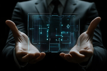 Wall Mural - futuristic digital interface: a vision of tomorrow's technology. innovative network and data systems