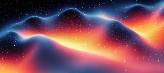 Aufkleber - Grainy gradient wave banner header backdrop in magenta pink color with dark noise grain texture