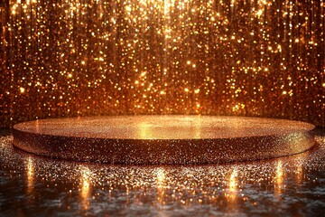 Leinwandbilder - A Christmas background with a stage platform in a minimal theme for a new years event. Merry Christmas scene for a product display mock up banner.