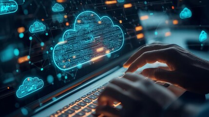 Aufkleber - Data transport concept using cloud computing.