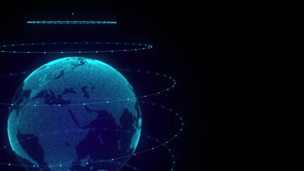 Wall Mural - network connection structure. abstract technology background with digital connecting data on planet.