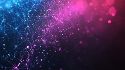 Wall Mural - abstract blue pink network connection background.