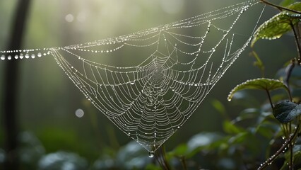 spider web with dew