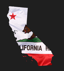 Wall Mural - Outline map of California designed with the national flag