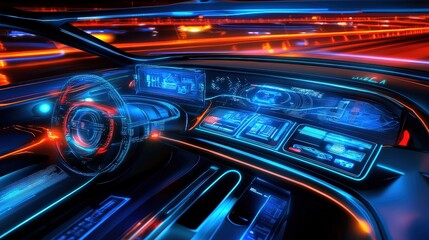 Wall Mural - visualize a futuristic car that uses advanced technology to create a safer driving experience. the v