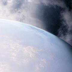 Wall Mural - blue planet, nebula and stars. space background. 3d rendering.