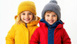 © Lovely Studio  - kids wearing winter coats, white background