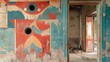 © Kultivad - Vivid graffiti art on a weathered wall, showcasing intricate designs and vibrant colors in a decaying structure with a doorway view.