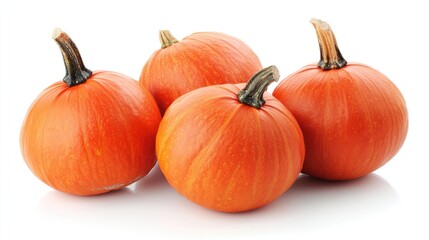 Ripe pumpkins isolated on white background closeup