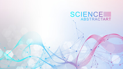 Wall Mural - abstract technology connect background lines and dots with hexagons. modern hexagons technology conc