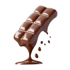 Wall Mural - chocolate bars melted isolated on transparent background cutout
