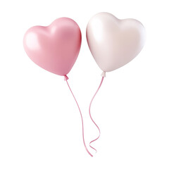 Wall Mural - pink and white heart balloon 3d render icon isolated on transparent background cutout