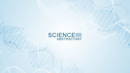 Wall Mural - modern abstract molecules structure for science or medical background. dna helix or atom visualizati