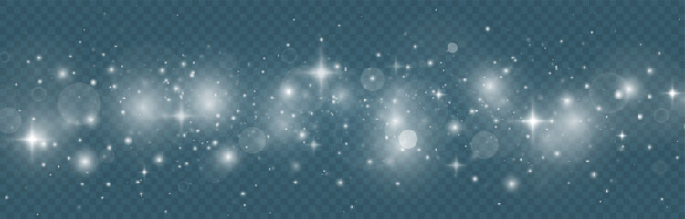 Wall Mural - magic dust particles. the dust sparks and silver stars shine with special light. christmas concept. 