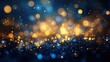 © kaite - Abstract blue and gold background of binary code combined with bokeh effects, representing modern technology, data communication, and innovation.