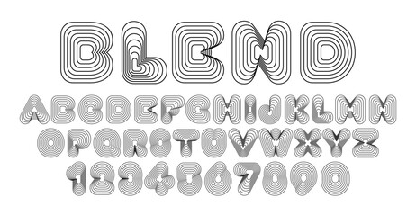 Wall Mural - creative outline font design featuring unique blended lines forming bold letters and numbers on whit