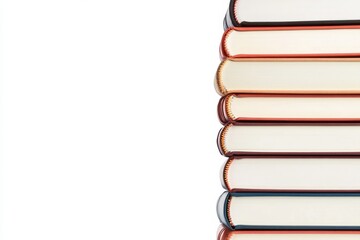 Aufkleber - A collection of books with diverse genres neatly arranged on a white surface, creating an inviting and organized literary display. Generative AI