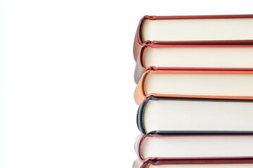 Poster - Books in different genres are arranged in a row against a white background, showcasing their colorful spines and inviting readers to explore. Generative AI