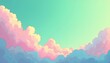 © Worawut - A luminous crescent moon set amidst a vibrant, colorful sky filled with fluffy pink and blue clouds, evoking a sense of tranquility and wonder