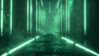 © RAHAYU - Green Neon Corridor 3D Illustration