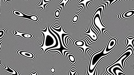 Fototapete - Black and white Seamless Fluid Art Abstract Background. 4k loop animation