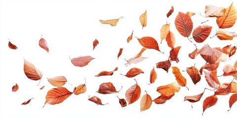 Canvas Print - Autumn leaves fall gracefully, showcasing the beauty of autumn colors against a pure white background. These autumn leaves create a serene and vibrant autumn atmosphere.