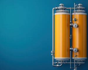 Wall Mural - Multistage filtration system, chemical processing blueprint, detailed visuals, 3D illustration