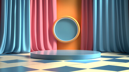 Wall Mural - empty podium studio on comic background. for product display with copy space. showroom shoot render.