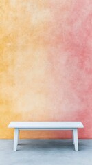 Poster - White bench in front of a colorful pastel wall in a modern indoor space