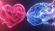 © Tatyana - Abstract pink heart and blue brain connected by energy flow