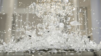 Poster - Broken glass on a table in the office. 3d rendering