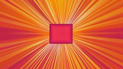 Wall Mural - abstract orange and red radiating lines converging on a central square.