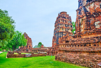 Wall Mural - Brick ruins of ancient shrines, Wat Mahathat complex, Ayutthaya, Thailand