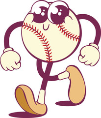 Poster - Whimsical baseball ball cartoon groovy character