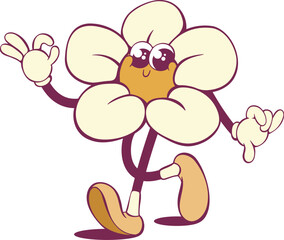 Poster - Whimsical groovy daisy flower mascot