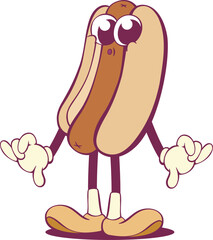 Poster - Groovy hot dog funny cartoon character