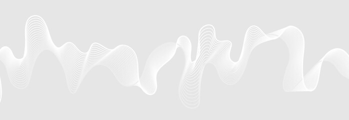 Aufkleber - Grey white abstract futuristic soundwaves concept background. Vector banner design