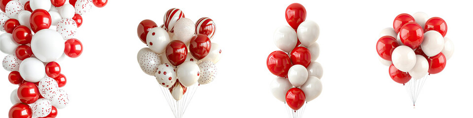 Wall Mural - red and white balloons – festive decorations for celebrations isolated on clear white background hig