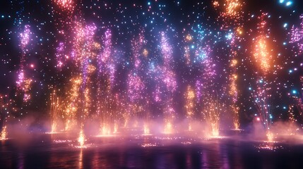 Wall Mural - colorful fireworks and sparklers on a festival night