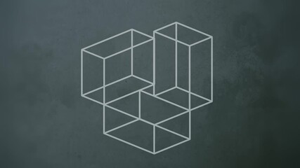 Fototapete - Elegant loop animation of flat white shapes on a dark surface. 3d rendering 4K