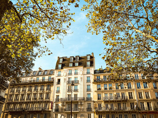 Wall Mural - Beautiful Street view of Buildings, Paris city, France.