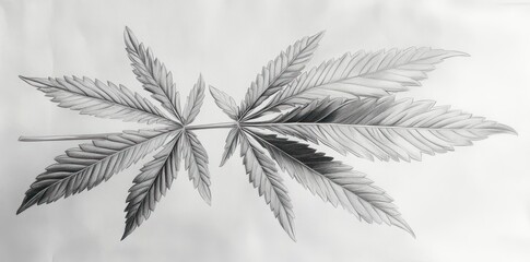  Detailed Pencil Sketch of a Cannabis Leaf