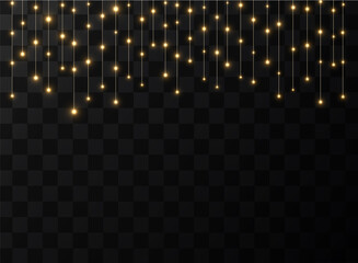 Wall Mural - he christmas garlands are available in a transparent vector background format. christmas glowing gar